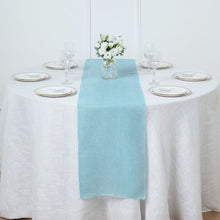 Turquoise Faux Jute Linen Boho Chic Rustic Table Runner 14 Inch x 108 Inch