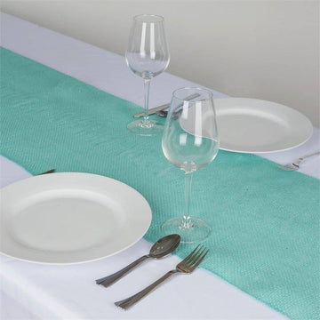 Elevate Your Event Decor with Turquoise Rustic Burlap Table Runner