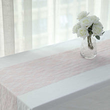 Rose Gold Lace Table Runner With Blush Roses 12 Inch x 108 Inch