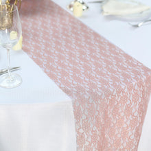 12 Inch x 108 Inch Table Runner Dusty Rose Floral Lace 