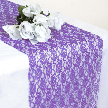 Create a Luxurious Purple Table Decor with Floral Lace Runner
