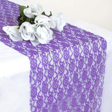 Purple Floral 12 Inch x 108 Inch Lace Table Runner