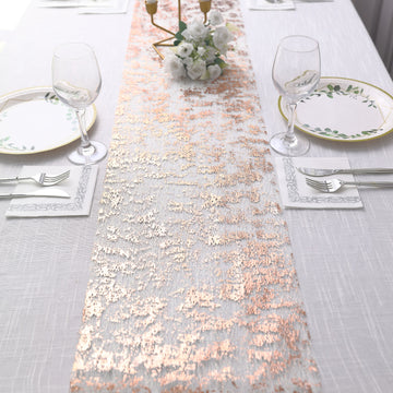 Add a Touch of Elegance with our Metallic Rose Gold Polyester Table Runner