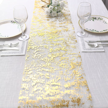 Add a Touch of Elegance with the Metallic Gold Thin Mesh Polyester Table Runner