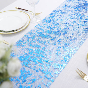 Add Glamour and Sparkle with the Shiny Royal Blue Foil Glitter Table Runner