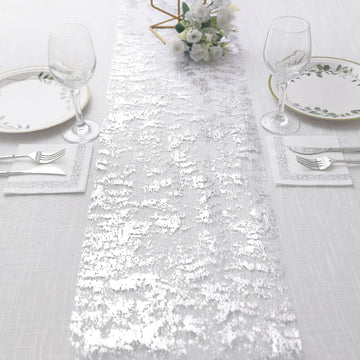 Add a Touch of Elegance with our Metallic Silver Polyester Table Runner