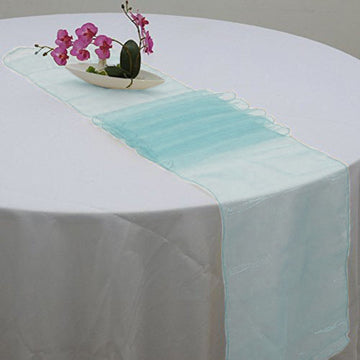 Enhance Your Table Setting with the Light Blue Sheer Organza Table Runners
