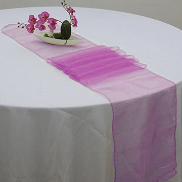 Enhance Your Wedding Table Decor with the Fuchsia Sheer Organza Table Runners