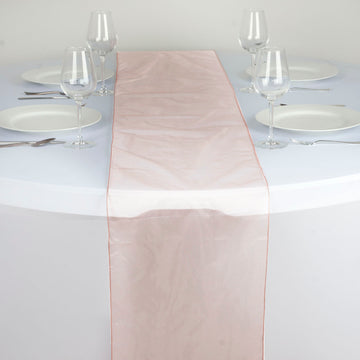 Add Elegance to Your Event with the Dusty Rose Sheer Organza Table Runners
