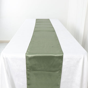 Create a Festive Atmosphere with the Dusty Sage Green Seamless Satin Table Runner