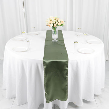 Elevate Your Event with the Dusty Sage Green Seamless Satin Table Runner