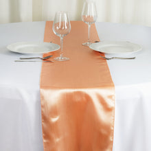 12 Inch x 108 Inch Peach Satin Table Runner#whtbkgd