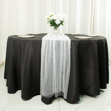 Embroidered White Pearl Tulle Table Linen 48X120 Inch 