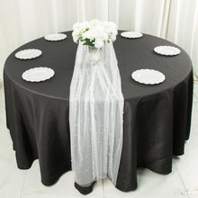 Tulle Table Runner With White Pearl Embroidery 48X120 Inch 