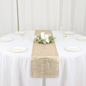 Add Glamour and Elegance to Your Table with the Metallic Gold Non-Slip Plastic Woven Vinyl Table Runner