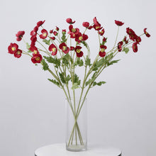 Red Artificial Silk Poppy Bouquet 2 Stems 33 Inch