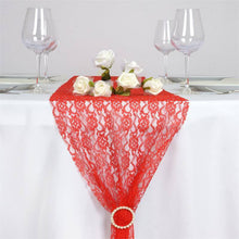 12 Inch x 108 Inch Floral Red Lace Table Runner