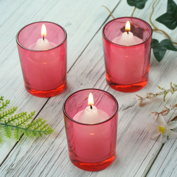 Enhance Your Event Decor with the 12 Pack Red Glass Votive Candle Holder Set