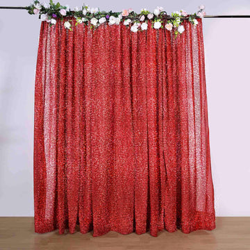Add a Touch of Elegance to Your Event with the Red Metallic Shimmer Tinsel Photo Backdrop Curtain