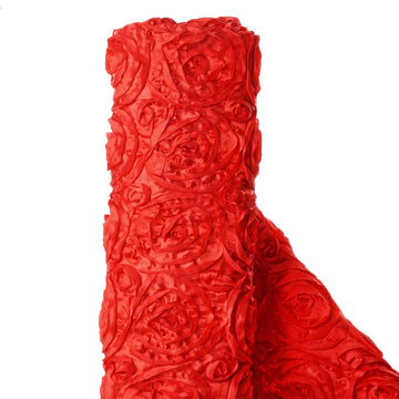 Elegant Red Satin Rosette Fabric for Stunning Event Decor