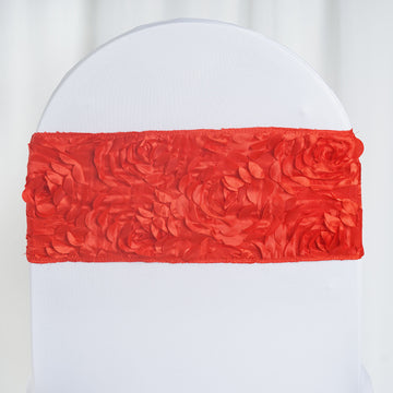 Add Elegance to Your Event with Red Satin Rosette Spandex Chair Sashes