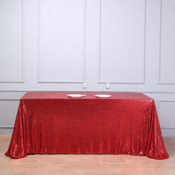Red Seamless Premium Sequin Rectangle Tablecloth 90"x132"