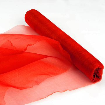 Red Sheer Chiffon Fabric Bolt for Elegant Event Decor