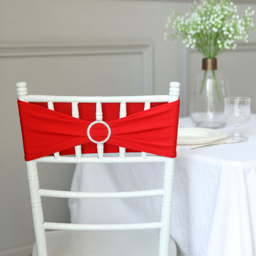 Red Spandex Stretch Chair Sashes for a Sumptuous Flair