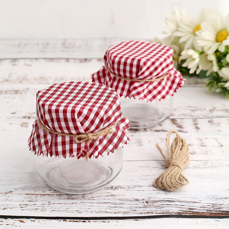 6 Pack Red And White Gingham Mason Jar Lid Covers 6 Inch