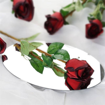 24pcs Red, Black Tip Long Stem Artificial Silk Roses Flowers 31"
