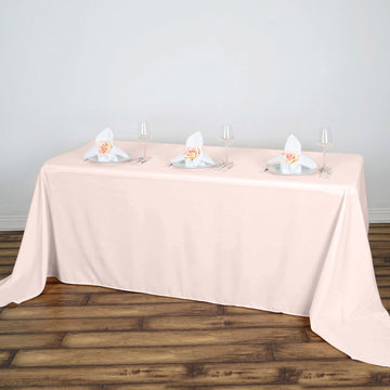Elevate Your Event Decor with the Blush Seamless Polyester Rectangular Tablecloth