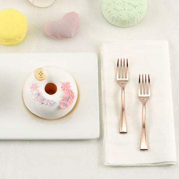 Elegant Rose Gold Mini Dessert Forks for Your Special Occasions