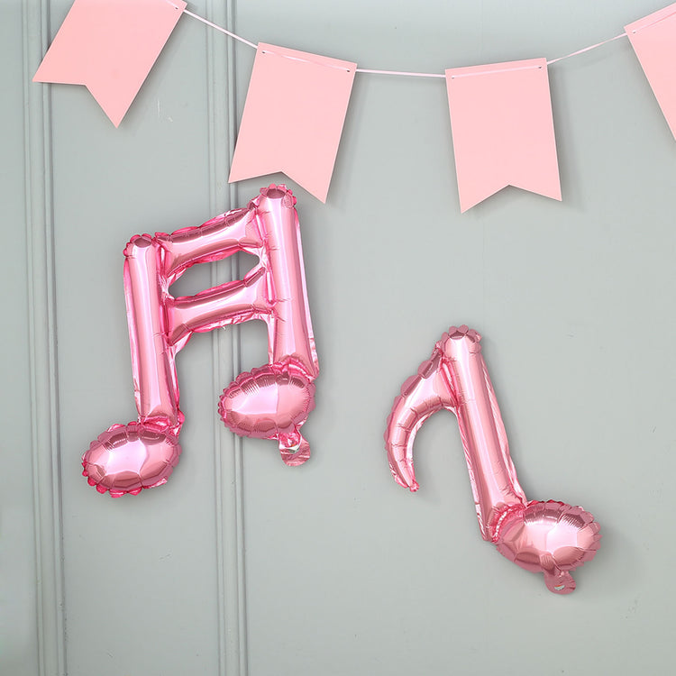 6 Pack | Rose Gold Single & Double Music Note Mylar Foil Balloons