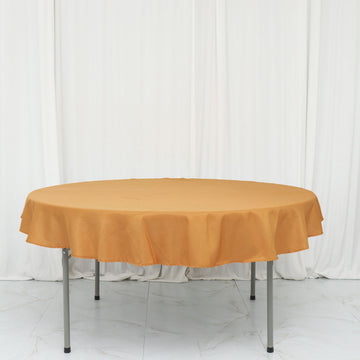 Elevate Your Event Decor with the Gold Seamless Polyester Linen Tablecloth 70" Round