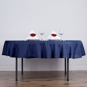 Create a Memorable Event with the Navy Blue Seamless Polyester Linen Tablecloth