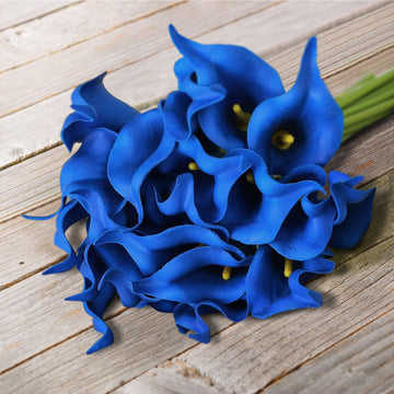 20 Stems Royal Blue Artificial Poly Foam Calla Lily Flowers 14"
