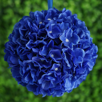 Enhance Your Event Decor with Royal Blue Artificial Silk Hydrangea Kissing Flower Balls