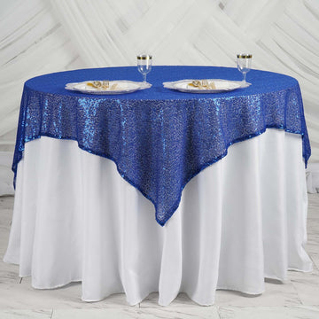 Royal Blue Duchess Sequin Square Table Overlay 60"x60"
