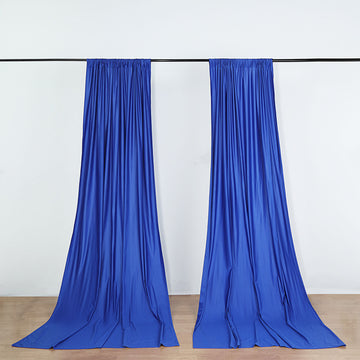 2 Pack Royal Blue Scuba Polyester Divider Backdrop Curtains, Inherently Flame Resistant Event Drapery Panels Wrinkle Free With Rod Pockets - 10ftx10ft
