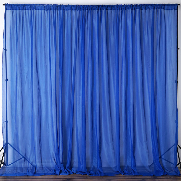 10 Feet x 10 Feet Royal Blue Fire Retardant Sheer Organza Backdrop Curtain With Rod Pockets#whtbkgd