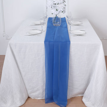 Enhance Your Event Decor with the Royal Blue Premium Chiffon Table Runner
