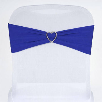 5 Pack Royal Blue Spandex Stretch Chair Sashes Bands Heavy Duty with Two Ply Spandex - 5"x12"