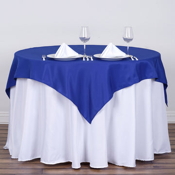 Elevate Your Event with the Royal Blue Square Polyester Table Overlay