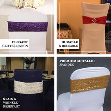 5 Pack | Gold Metallic Shimmer Tinsel Spandex Chair Sashes