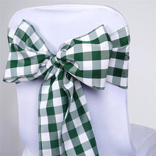 Green And White Buffalo Plaid Checkered Chair Sashes 6 Inch x 108 Inch 5 Pack