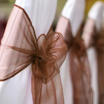 Transform Your Chairs with Chocolate Sheer Organza Chair Sashes