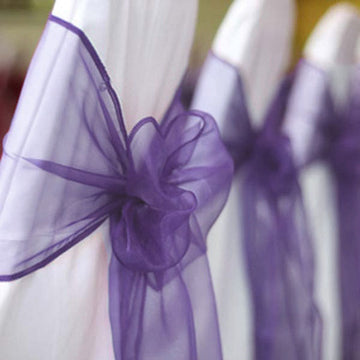 Create Unforgettable Memories with Purple Sheer Organza Chair Sashes
