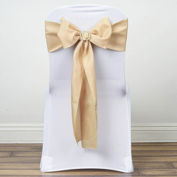 Versatile and Stylish Champagne Polyester Chair Sashes
