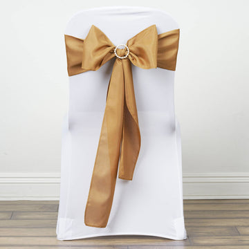 Elevate Your Chair Decor with Gold Polyester Chair Sashes