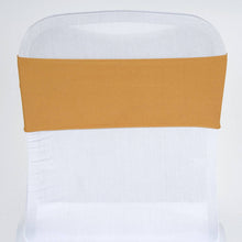 5 Pack Gold Spandex Stretch Chair Sashes Bands Heavy Duty with Two Ply Spandex - 5x12inch